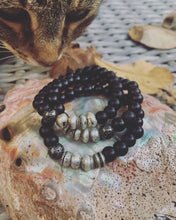 Load image into Gallery viewer, Black Onyx Infuser Bracelet with Tibetan Pearls
